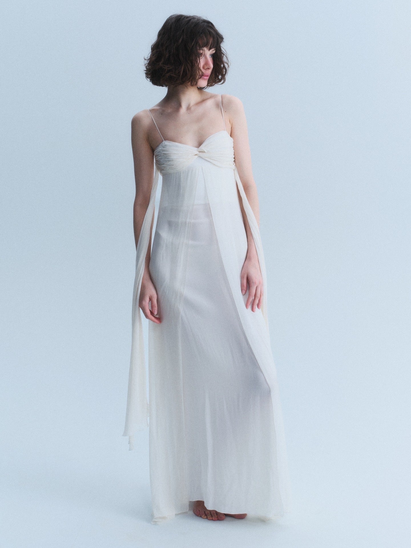 Valentino Early 2000s White Silk Corset Gown