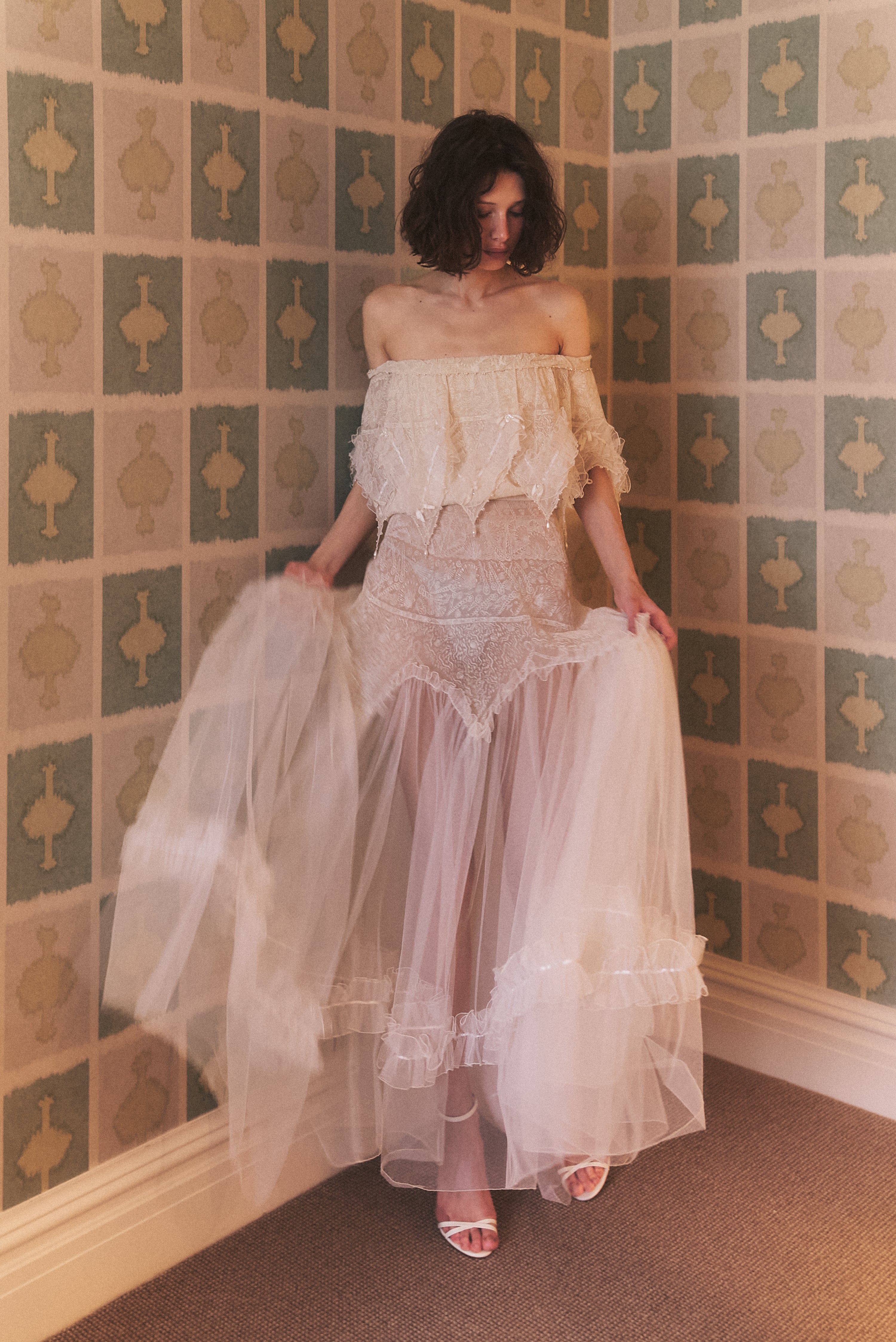 Zandra Rhodes 1973 White Tulle Gown