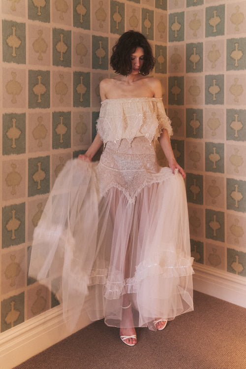 Zandra Rhodes 1973 White Tulle Gown