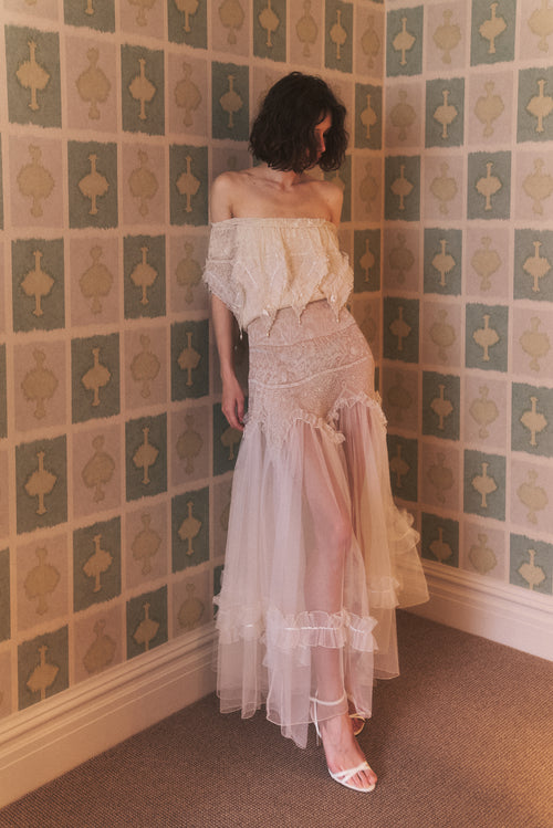 Zandra Rhodes 1973 White Tulle Gown