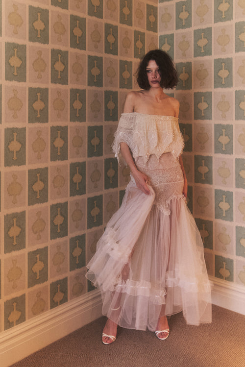 Zandra Rhodes 1973 White Tulle Gown