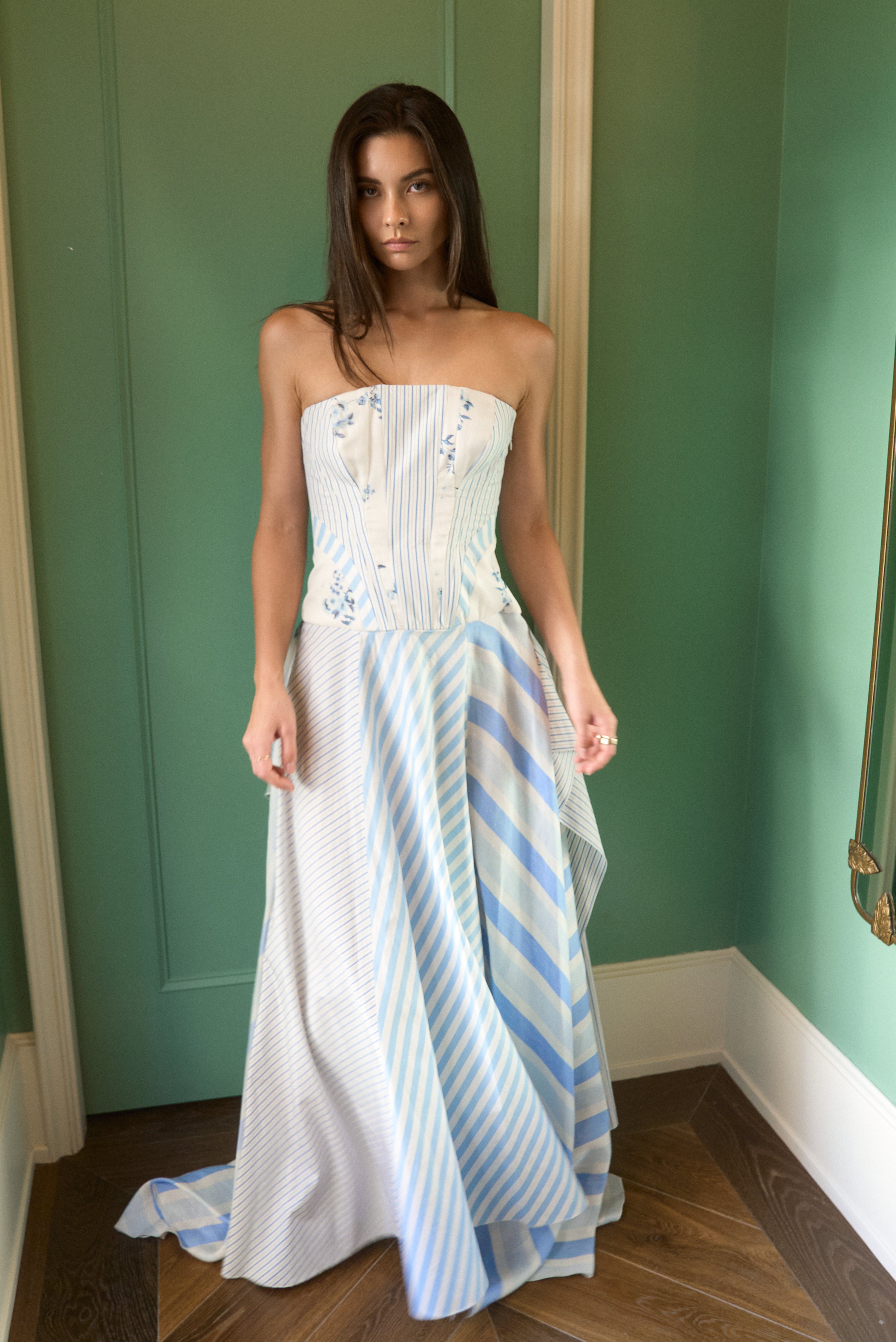 Ralph Lauren White & Blue Patchwork Dress