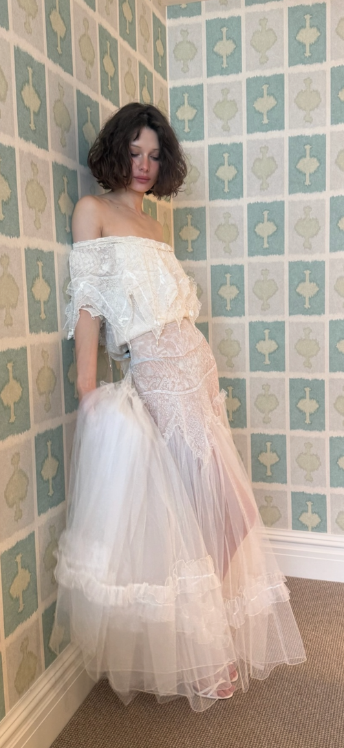 Zandra Rhodes 1973 White Tulle Gown