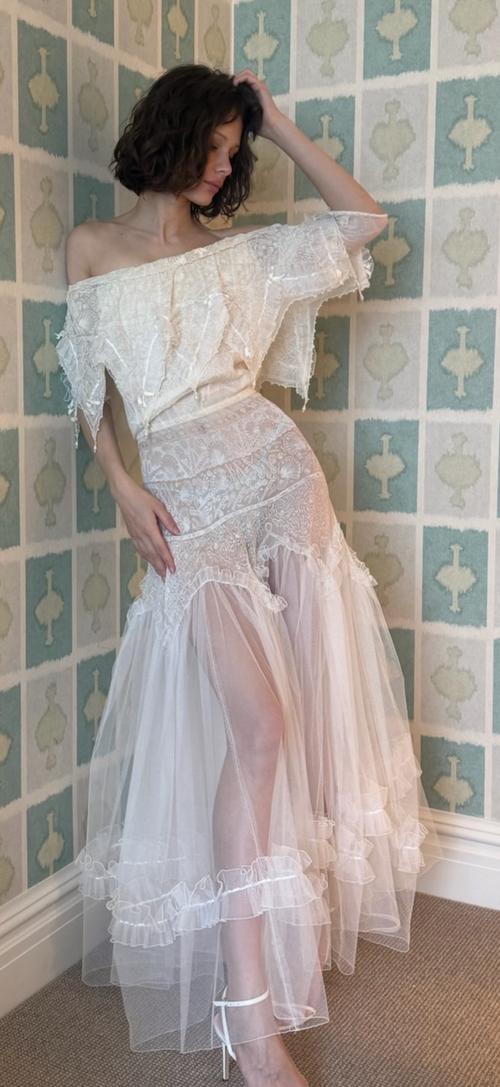 Zandra Rhodes 1973 White Tulle Gown