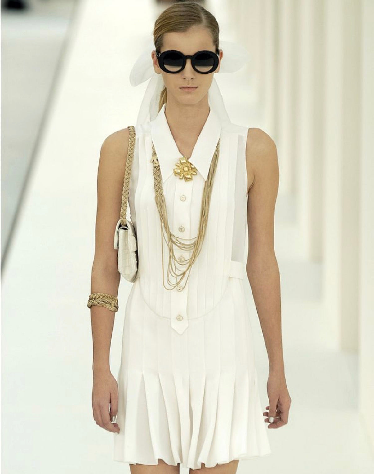Chanel SS2007 silk pleated mini dress