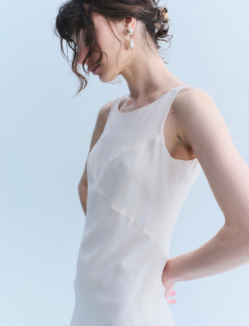 Chanel SS2007 Silk Shift Dress CC Logo