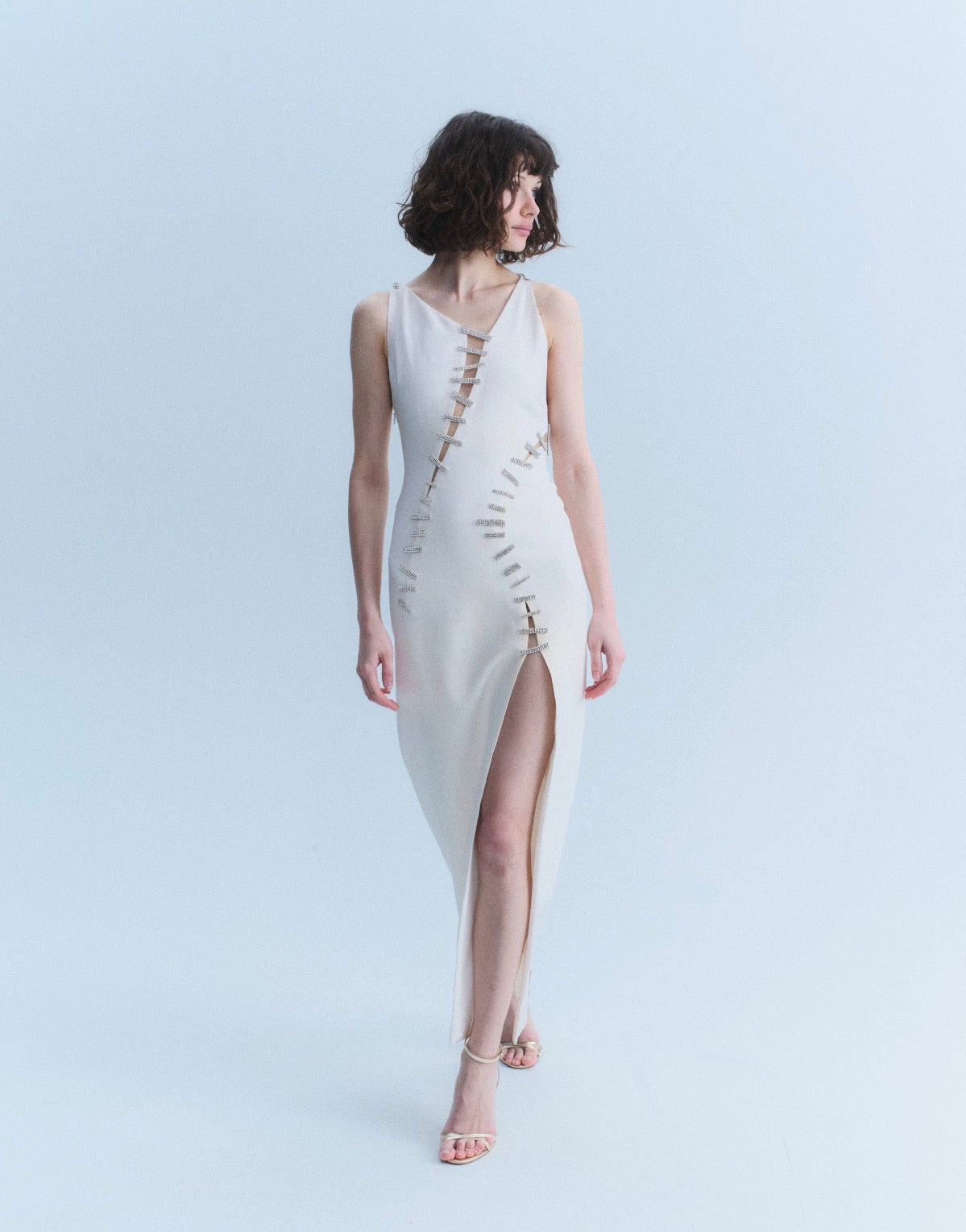 Versace 2015 Crystal Slash Gown