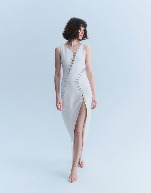 Versace 2015 Crystal Slash Gown