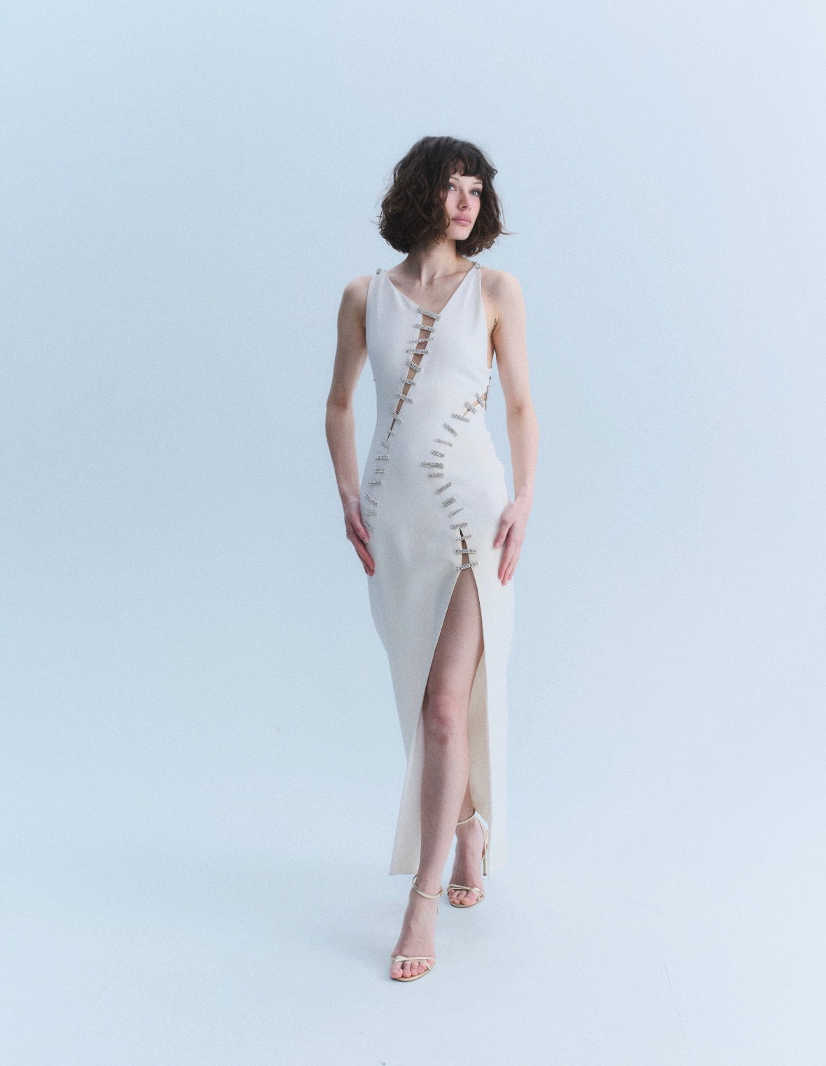 Versace 2015 Crystal Slash Gown