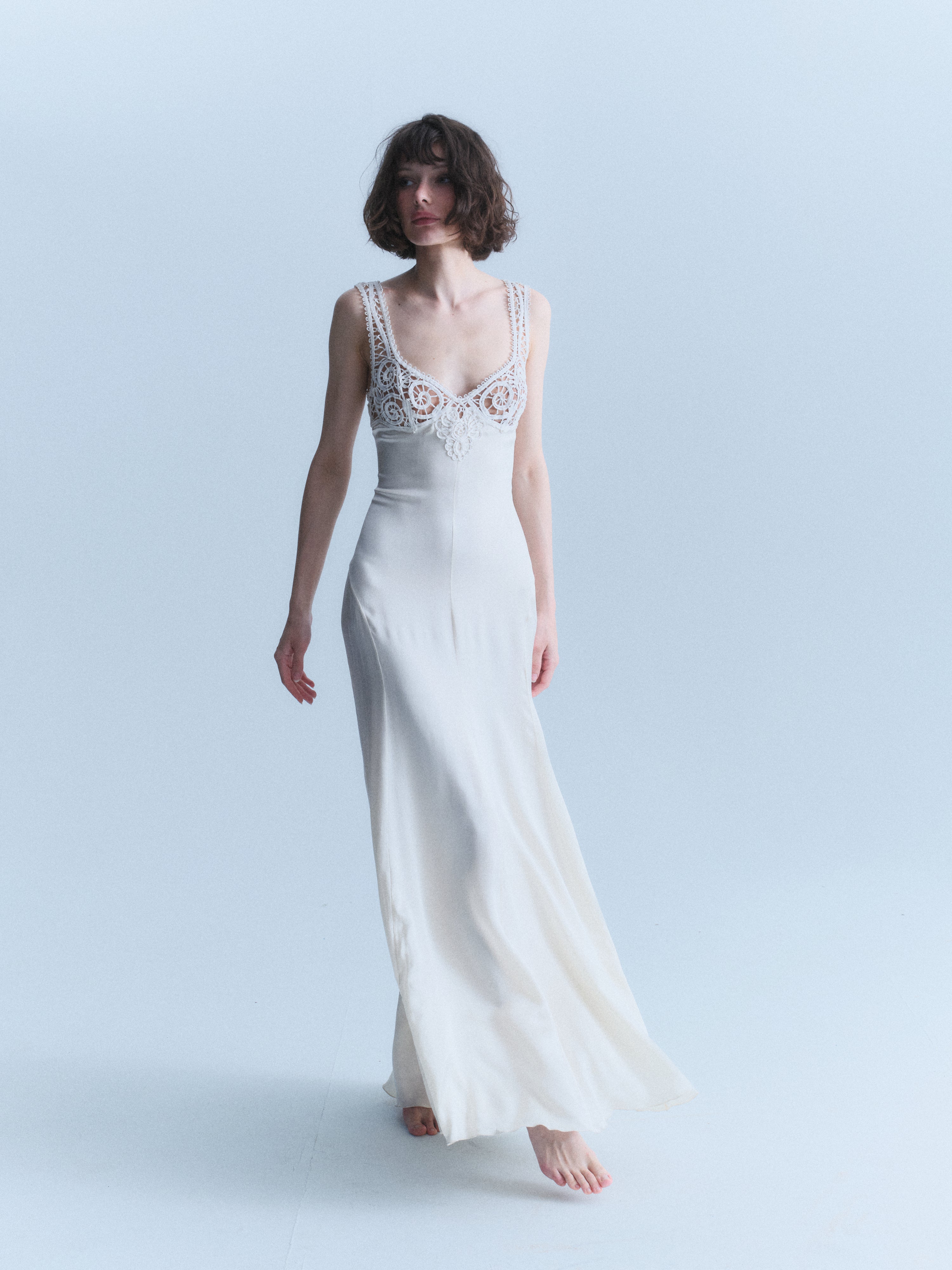 Versace Early 2000s White Silk Gown