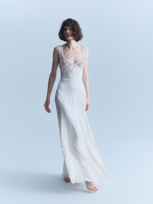 Versace Early 2000s White Silk Gown