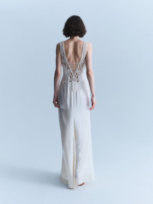 Versace Early 2000s White Silk Gown