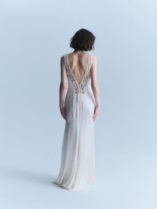Versace Early 2000s White Silk Gown