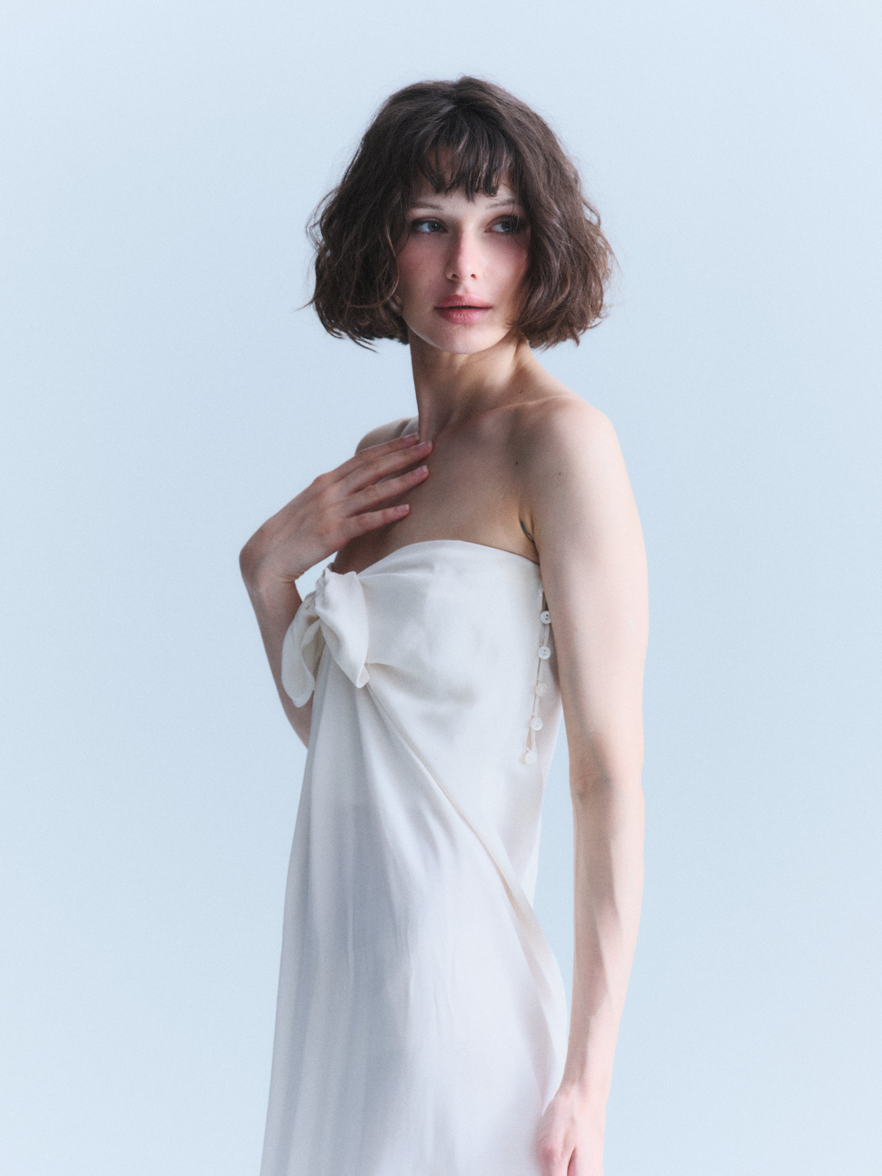 Valentino Early 2000s White Silk Gown