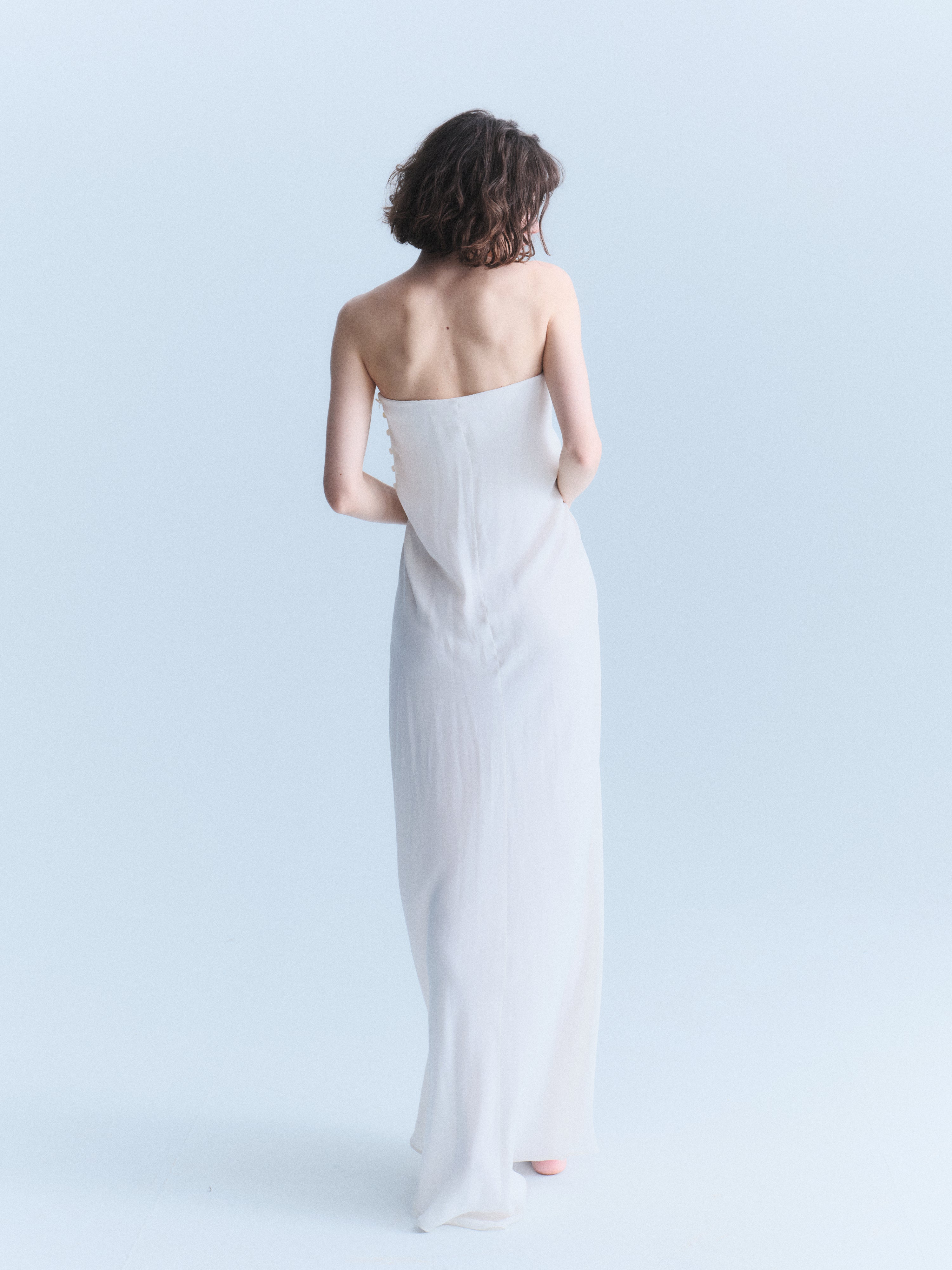 Valentino Early 2000s White Silk Gown