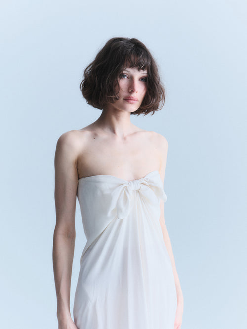 Valentino Early 2000s White Silk Gown