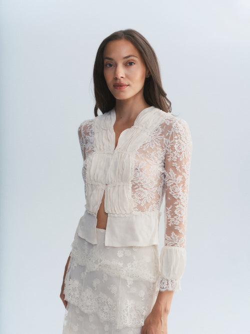 Valentino Ivory Lace Skirt + Top Set