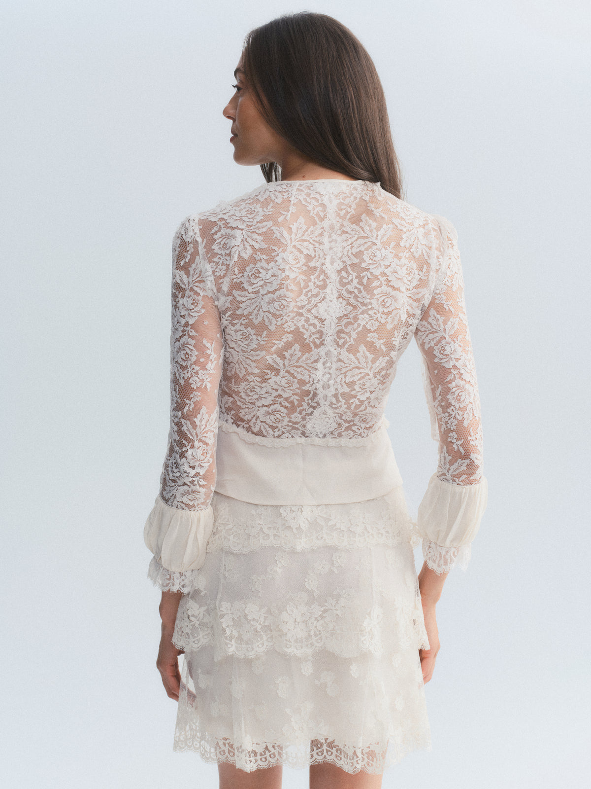 Valentino Ivory Lace Skirt + Top Set