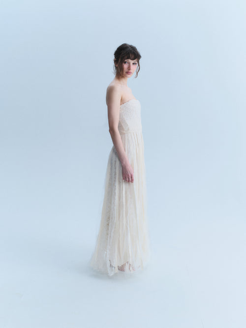 John Galliano Early 2000's Ivory Beaded & Lace Gown