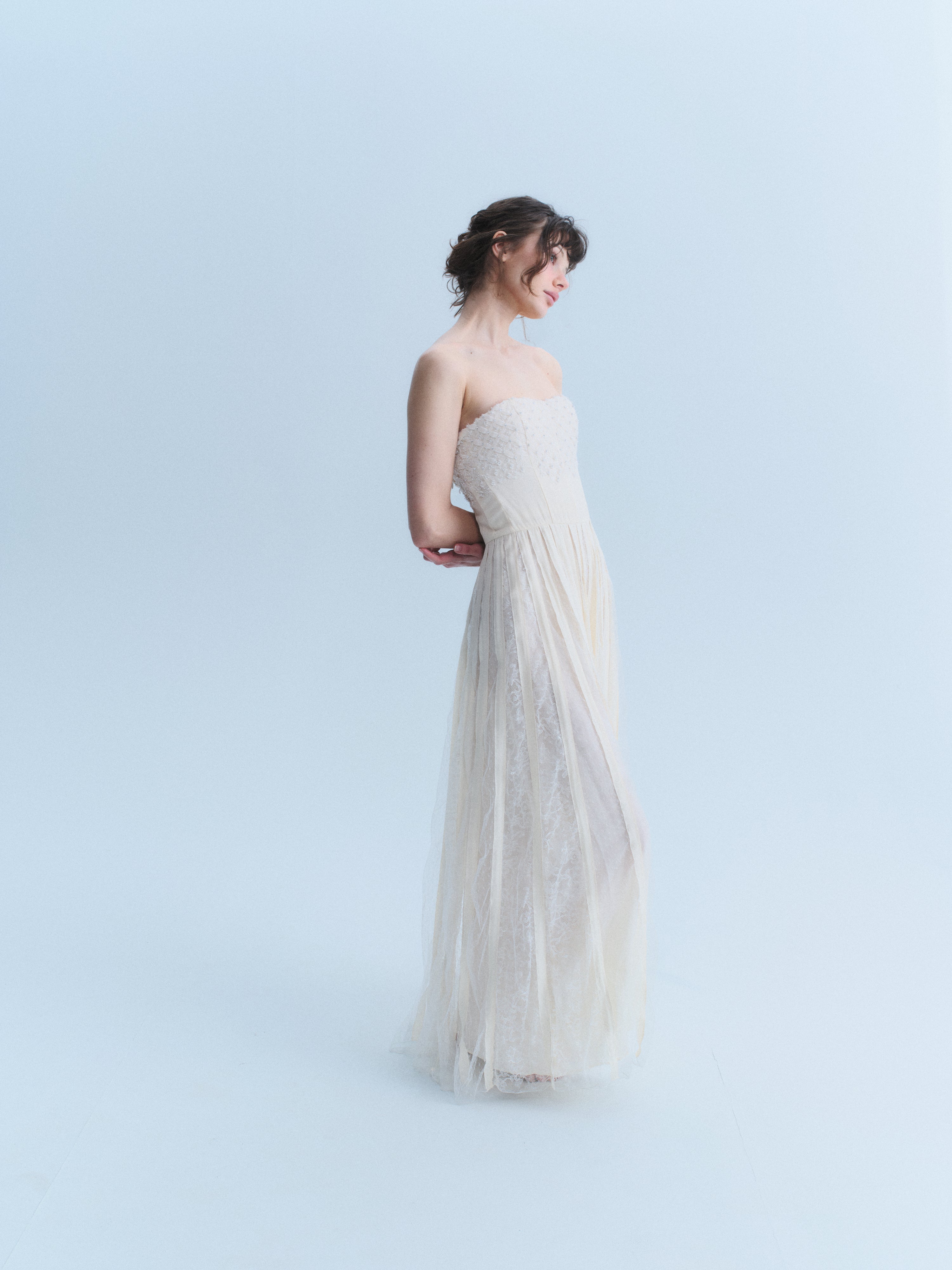 John Galliano Early 2000's Ivory Beaded & Lace Gown