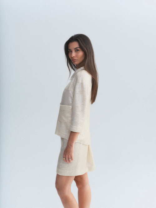 Chanel 2012 Ivory Sequin Skirt Suit
