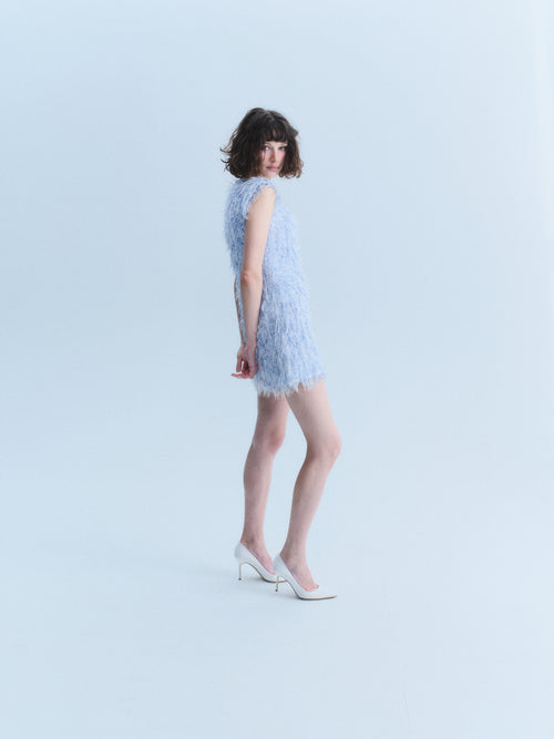 Chanel 2018 Blue & White Tinsel Mini Dress