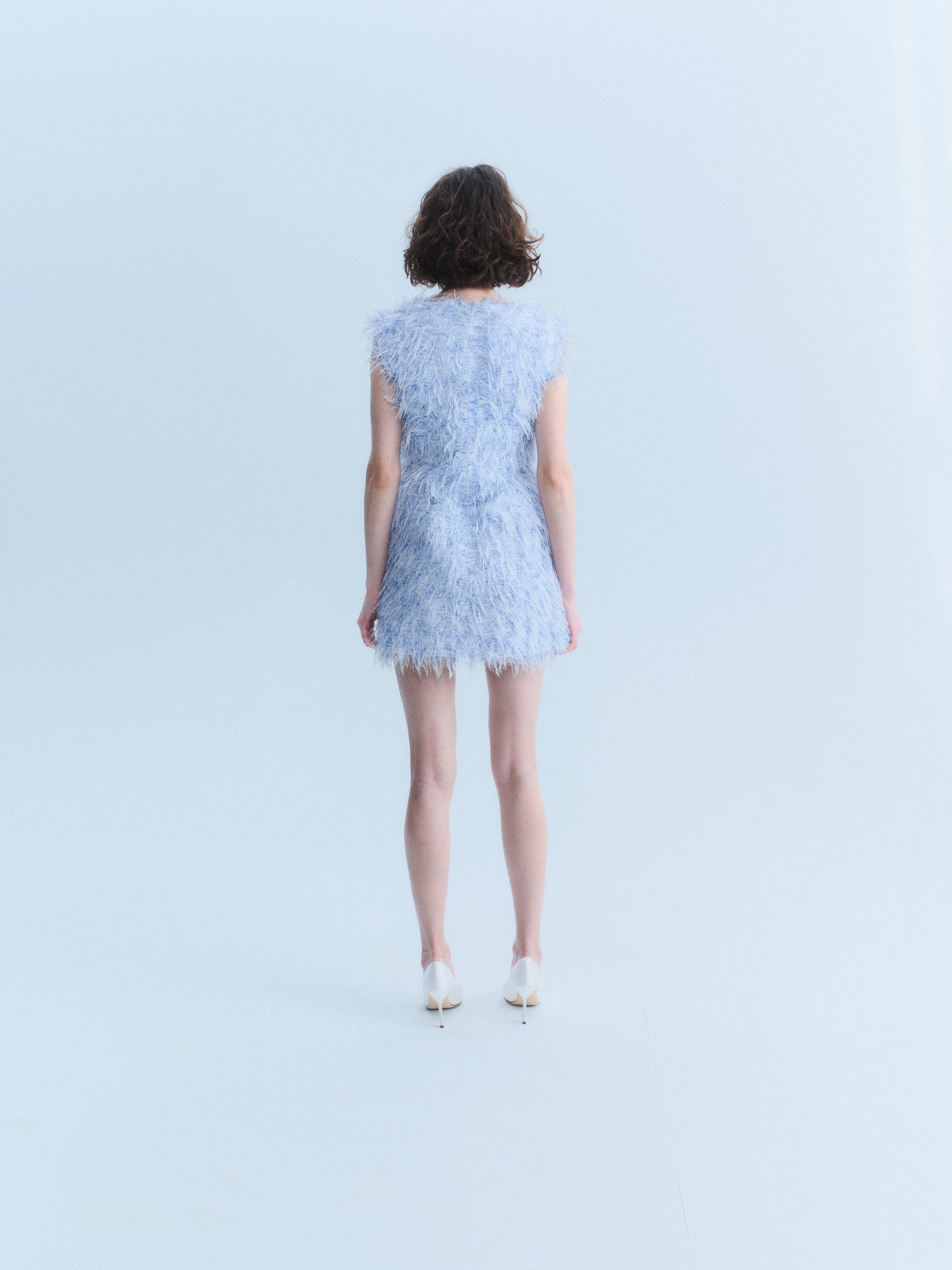 Chanel 2018 Blue & White Tinsel Mini Dress