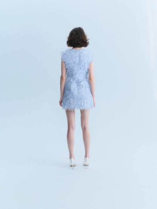 Chanel 2018 Blue & White Tinsel Mini Dress