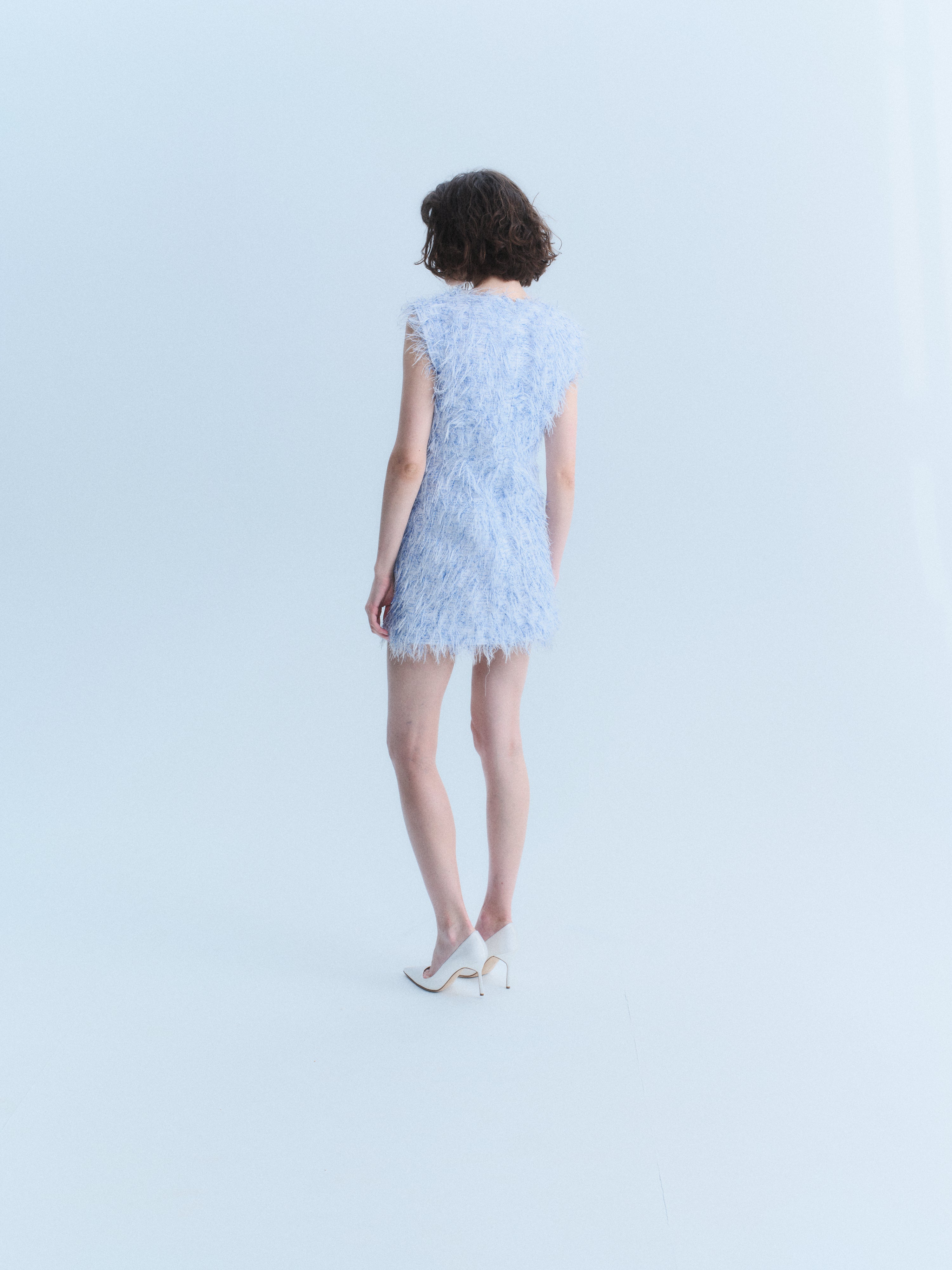Chanel 2018 Blue & White Tinsel Mini Dress