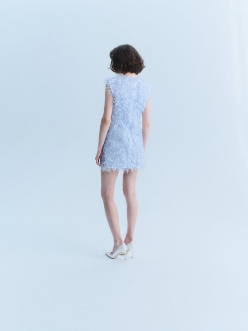 Chanel 2018 Blue & White Tinsel Mini Dress
