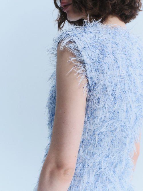Chanel 2018 Blue & White Tinsel Mini Dress