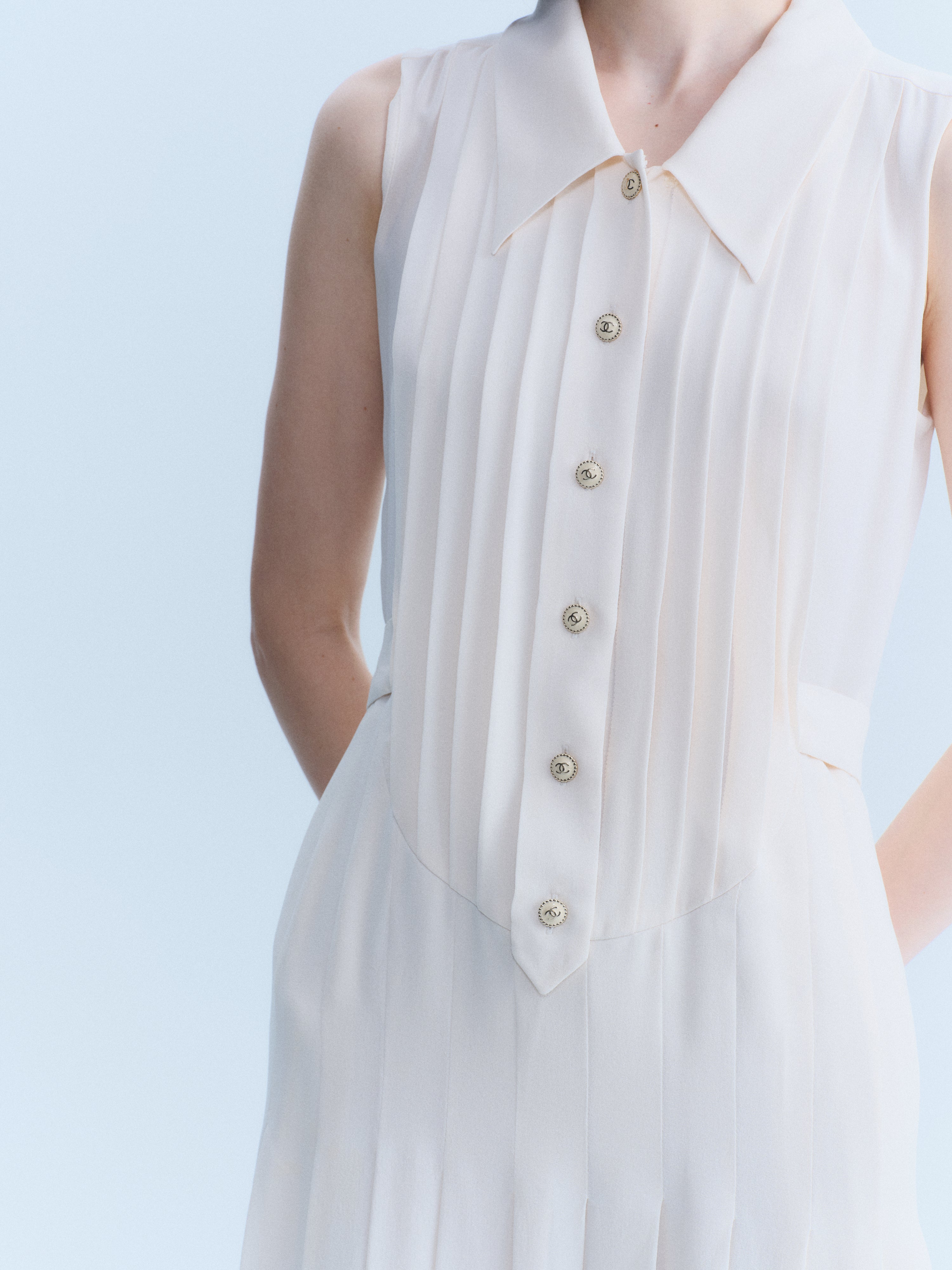 Chanel SS2007 silk pleated mini dress