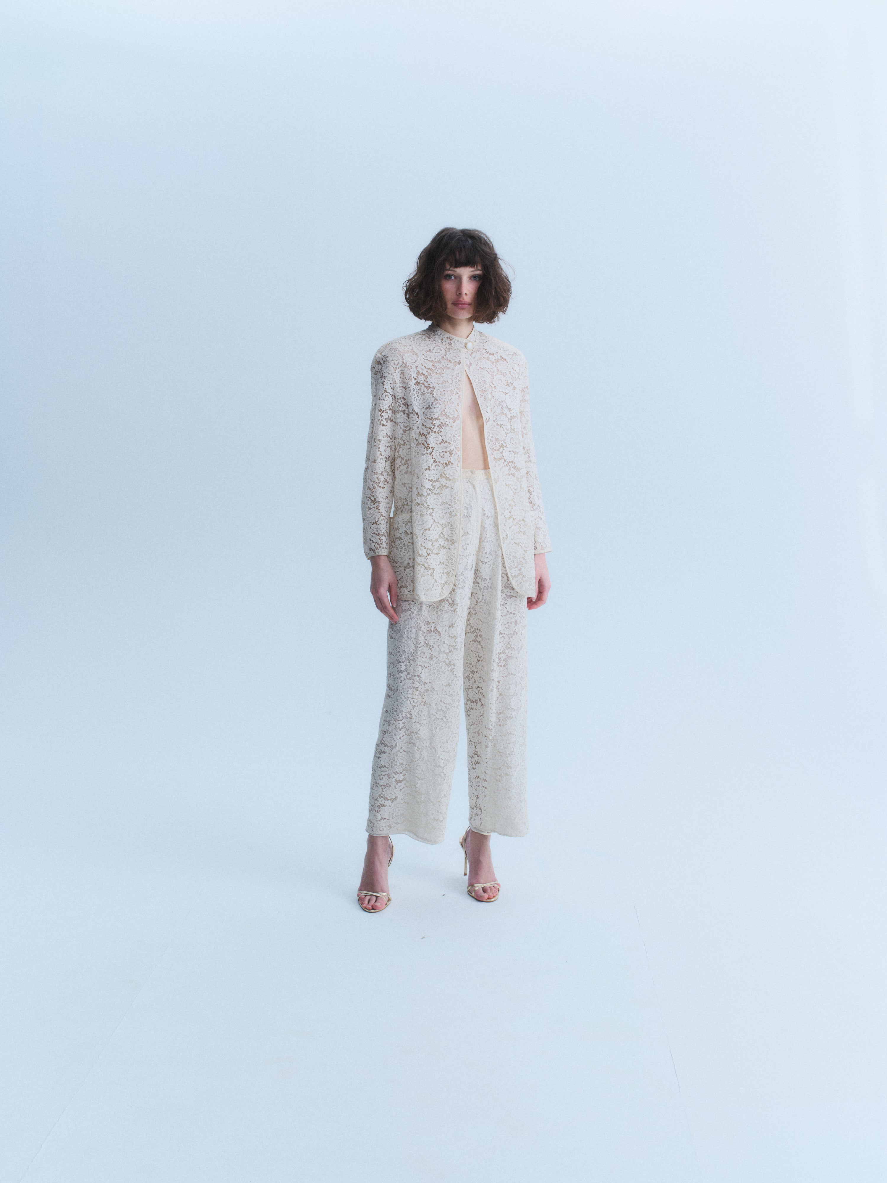 Armani 90's Ivory Lace Pantsuit
