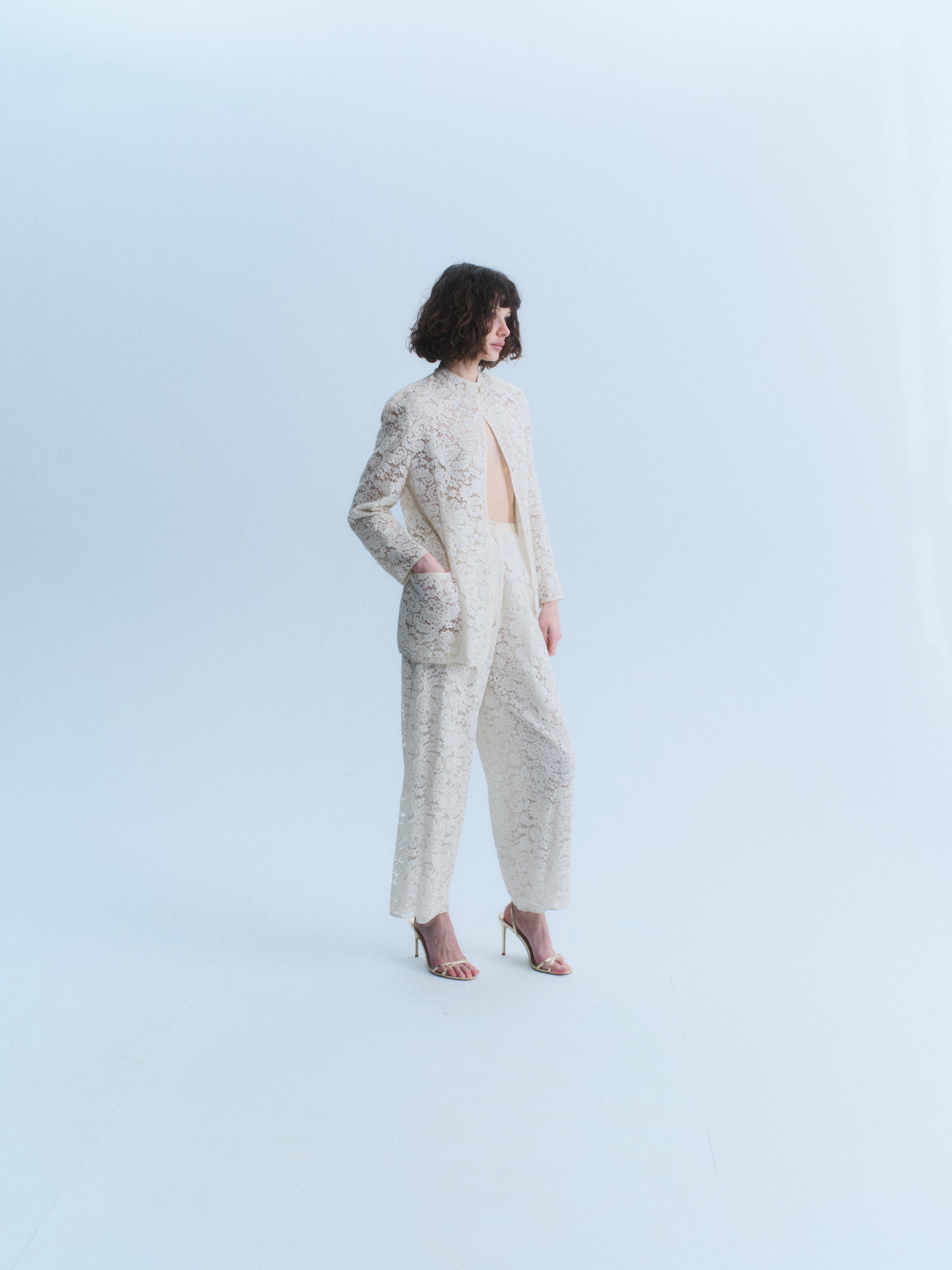 Armani 90's Ivory Lace Pantsuit