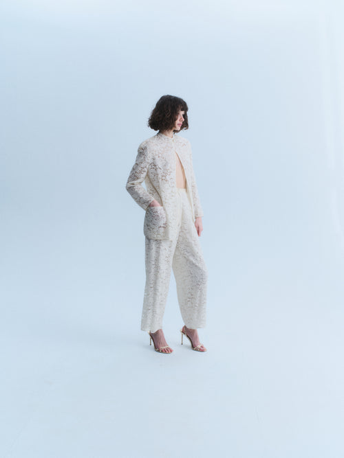 Armani 90's Ivory Lace Pantsuit