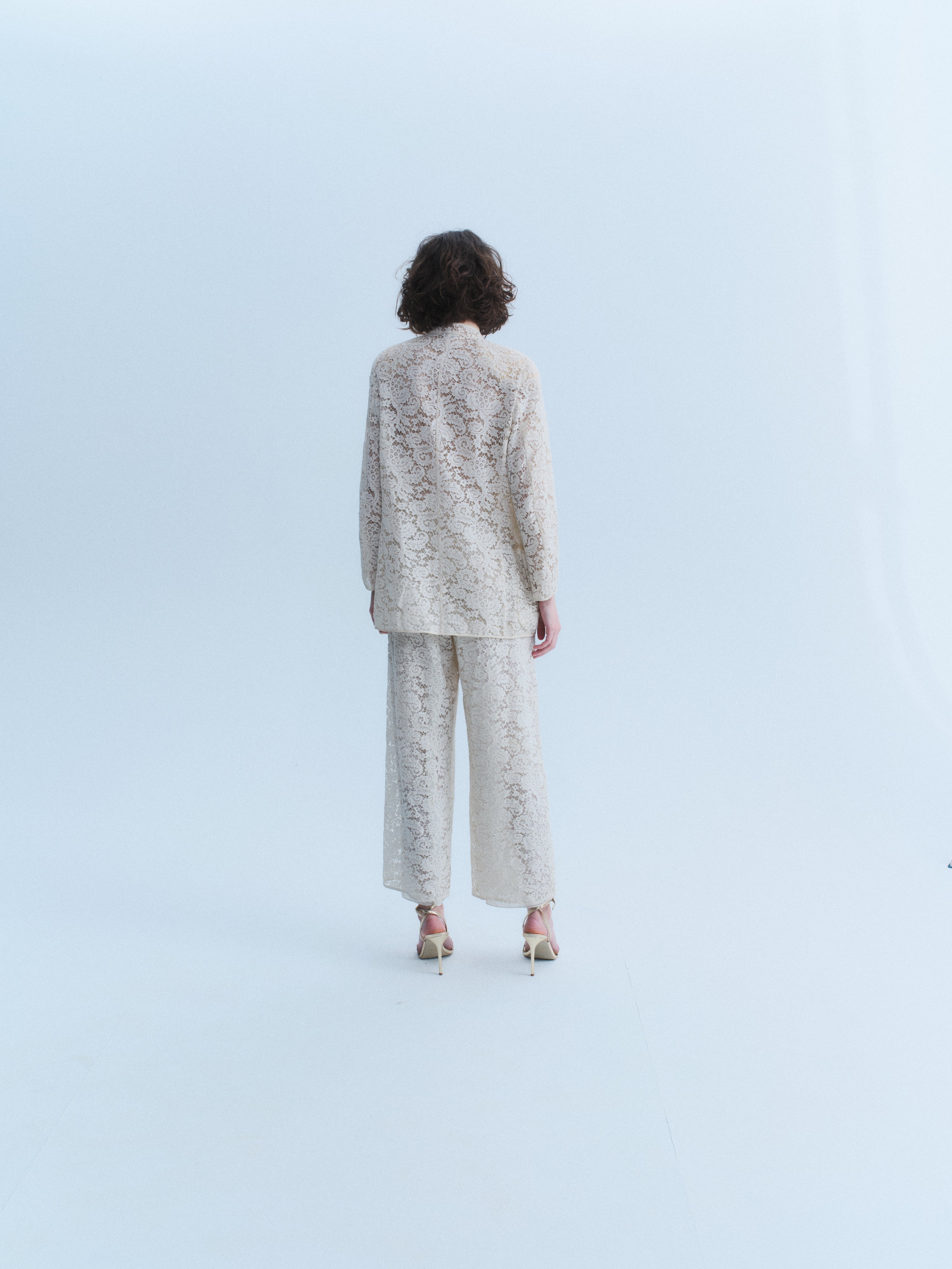 Armani 90's Ivory Lace Pantsuit