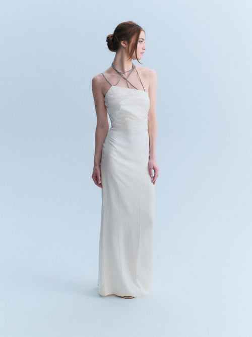 Versace Late 90's Crystal Neck Gown