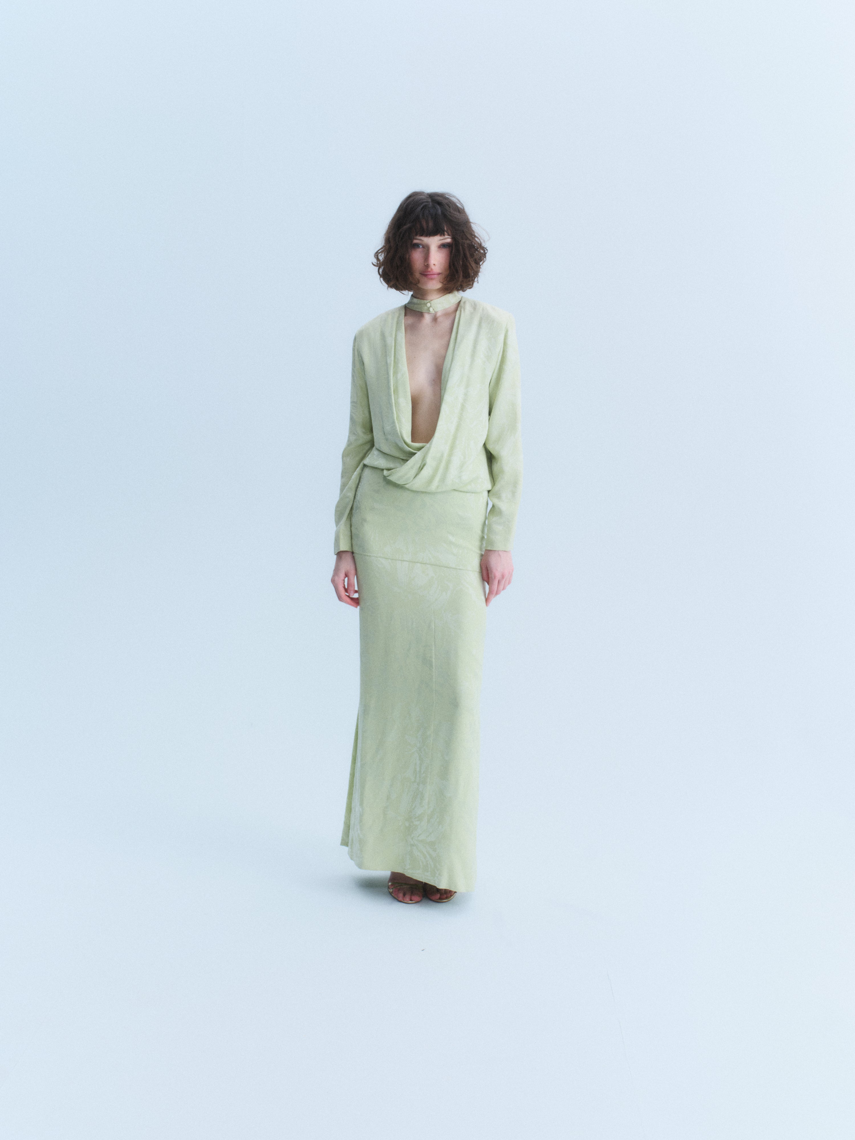Christian Dior 1986 Pale Green Silk Gown