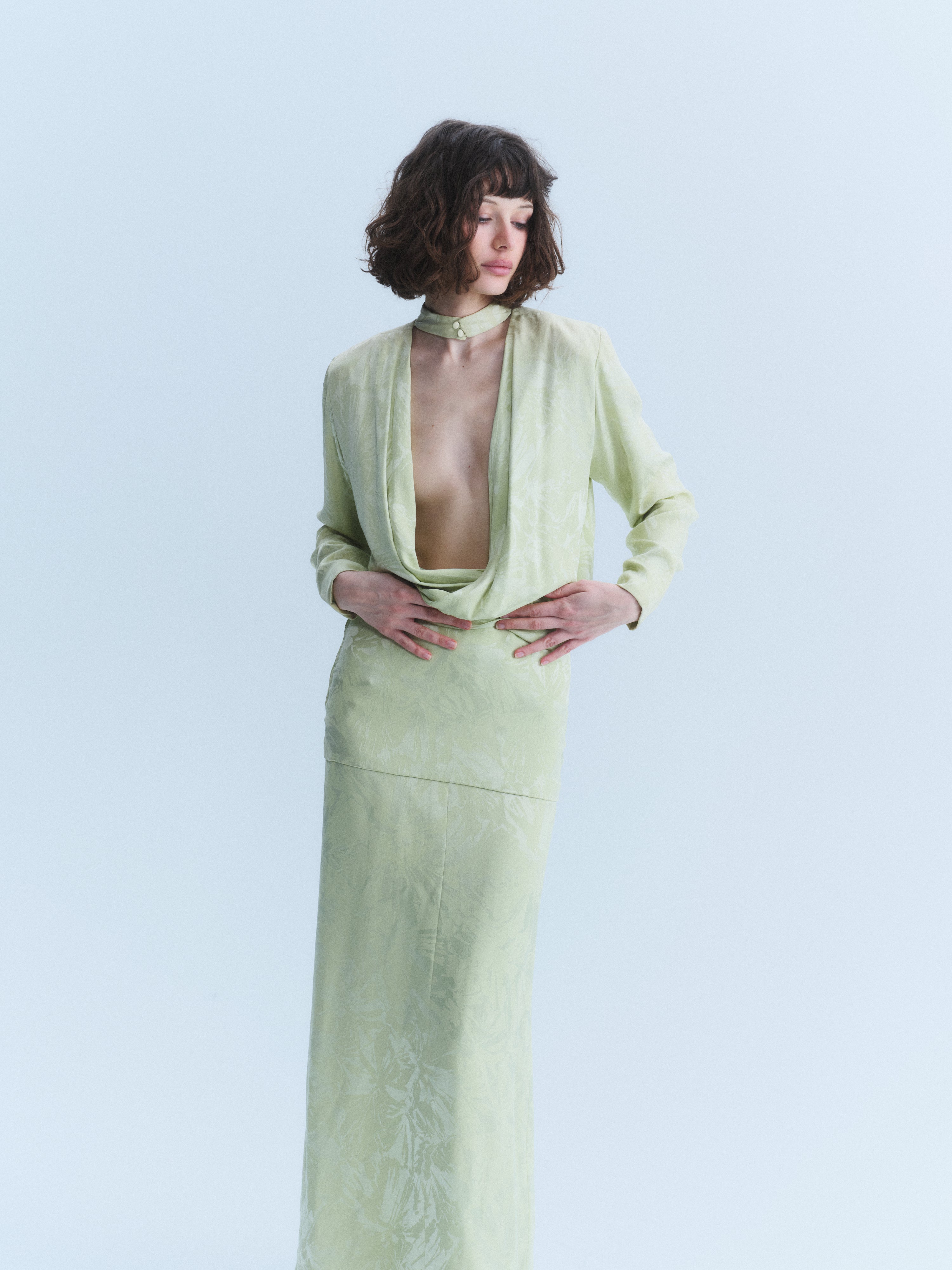 Christian Dior 1986 Pale Green Silk Gown