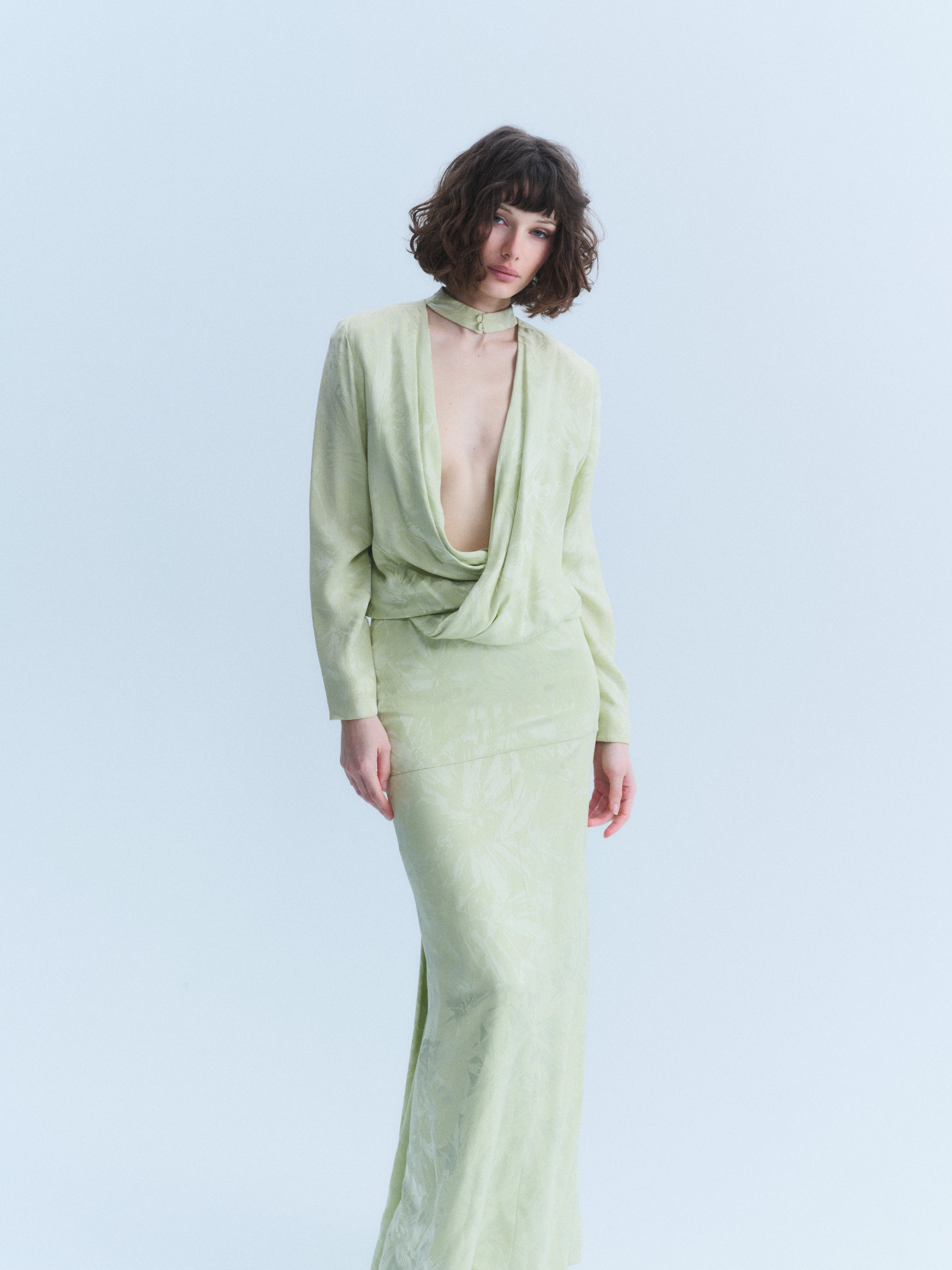 Christian Dior 1986 Pale Green Silk Gown
