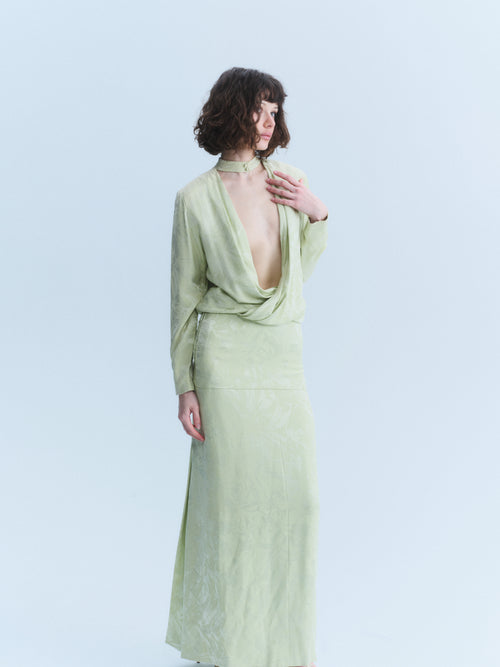 Christian Dior 1986 Pale Green Silk Gown